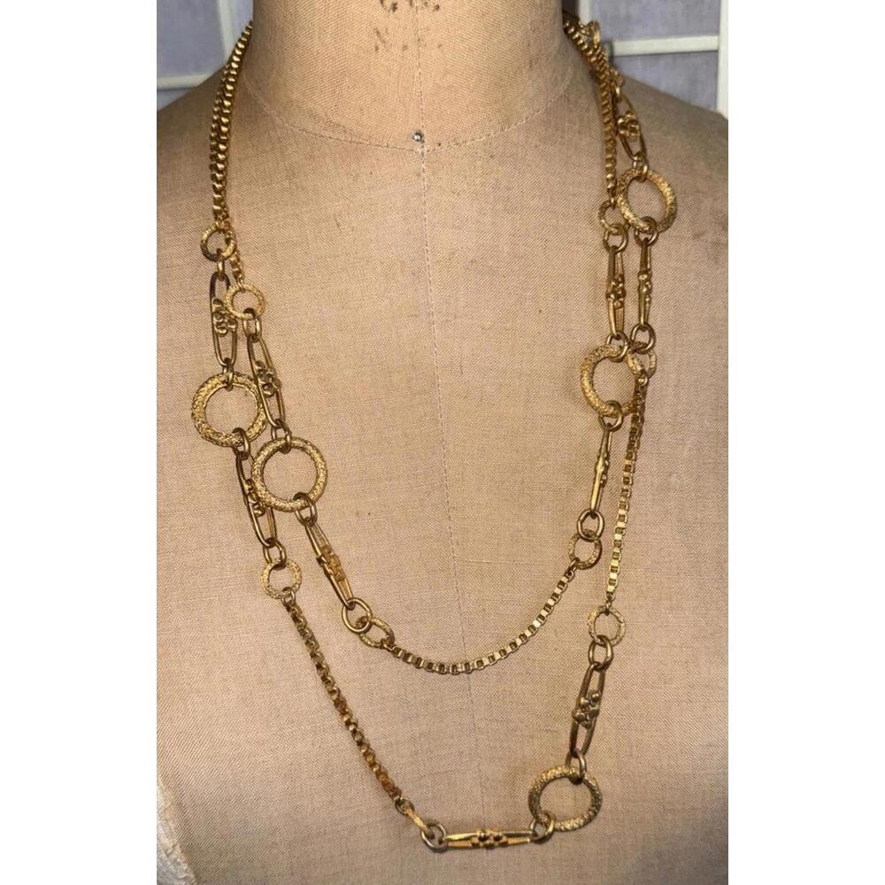 Designer Luxury Boho Preppy Gold Tone Y2K Boutique Statement Chain Necklace